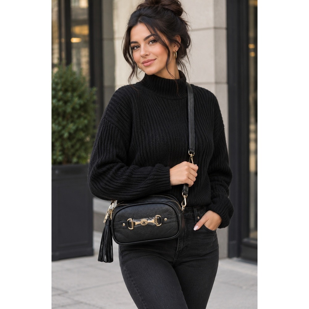 Beverly Hills Polo Club BHPC Black Vegan Leather Crossbody Purse